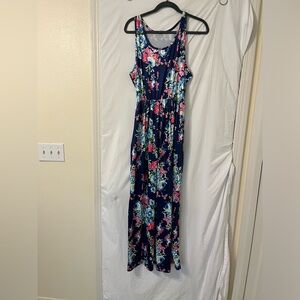 Navy floral print dress